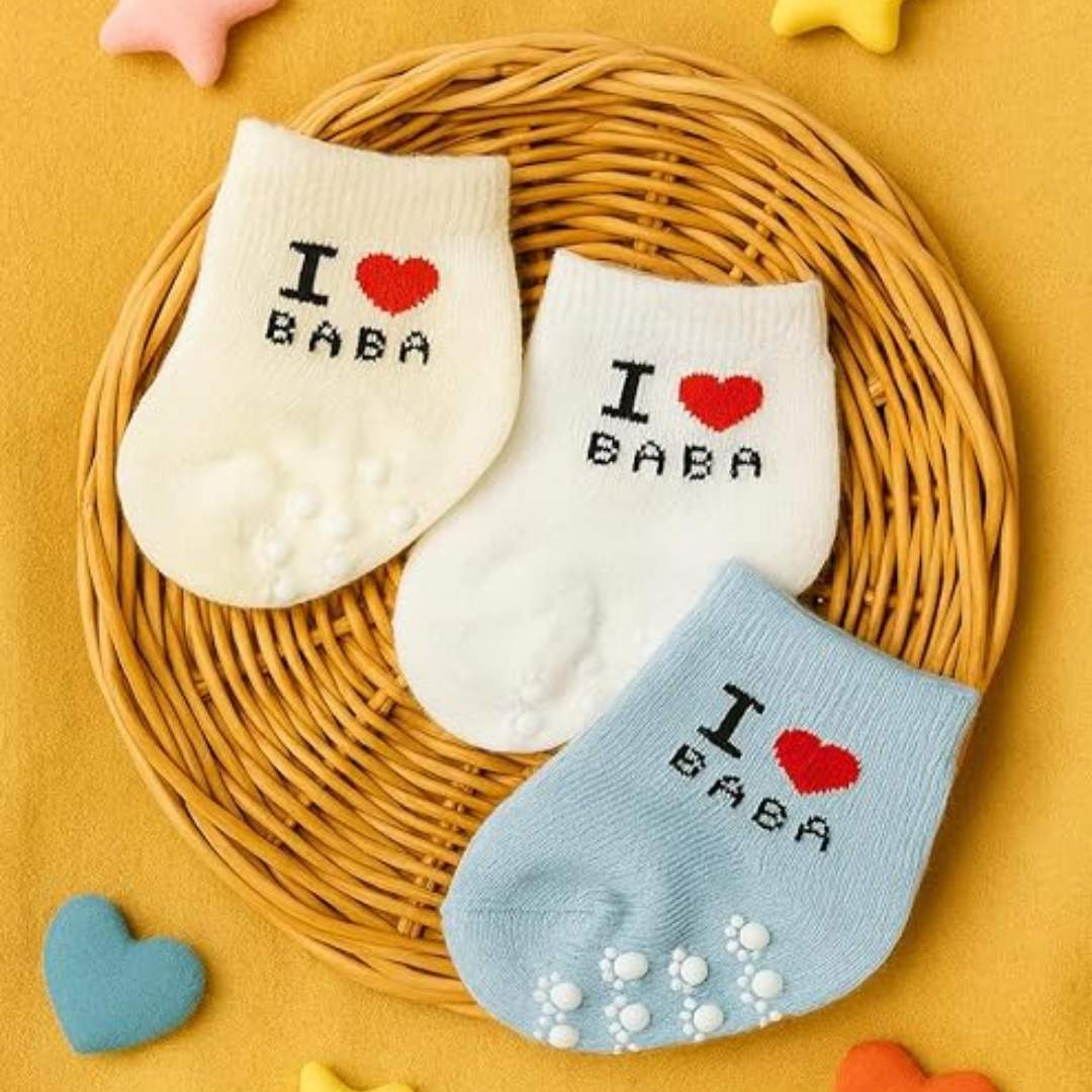 BABY STATION Baby Socks for Newborn Boys & Girls – 3 Pairs Socks (0-6 Months)