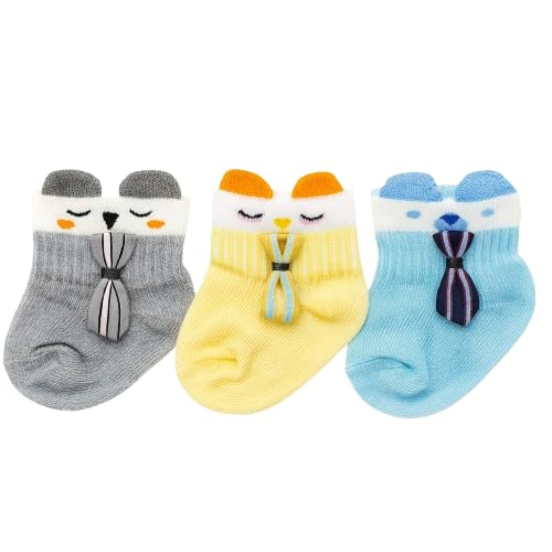 BABY STATION Baby Socks for Newborn Boys & Girls – 3 Pairs Socks, Zero Size  (0-6 Months)