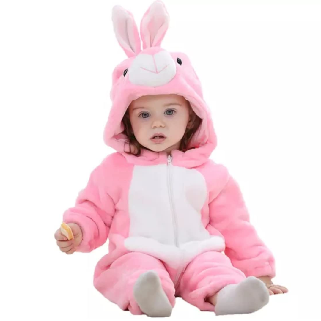BRANDONN Unisex Baby Jumpsuit Panda Style Romper Outwear (Colour: Pink Rabbit), Size: 9-12 Months