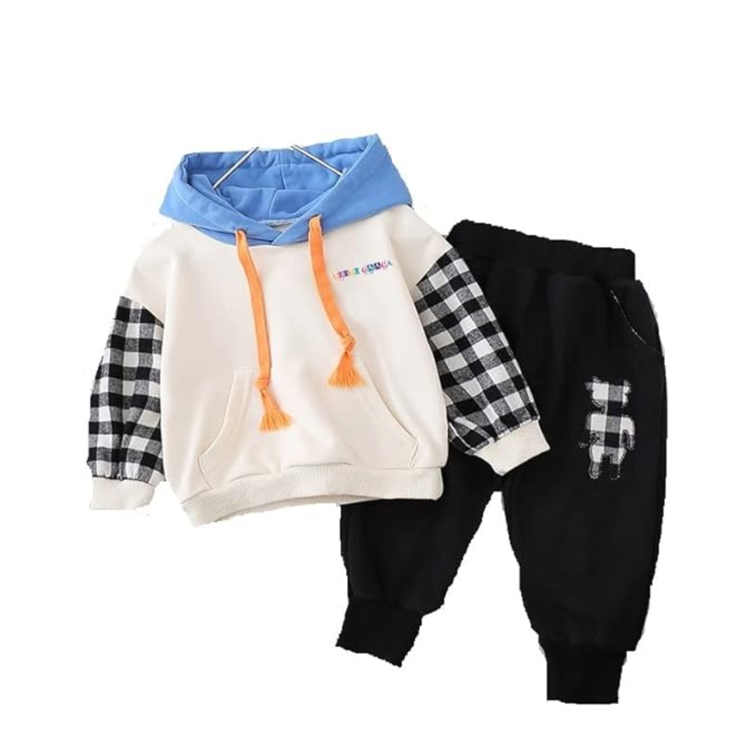Boys Cotton Checkered Track Suit Clothing Set (T shirt,Pants) Size: 2-3 Years