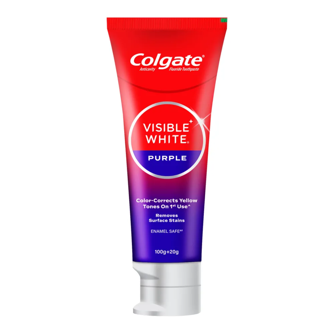 Colgate Visible White Purple Toothpaste | Color-Corrects Yellow Tones, 120 g