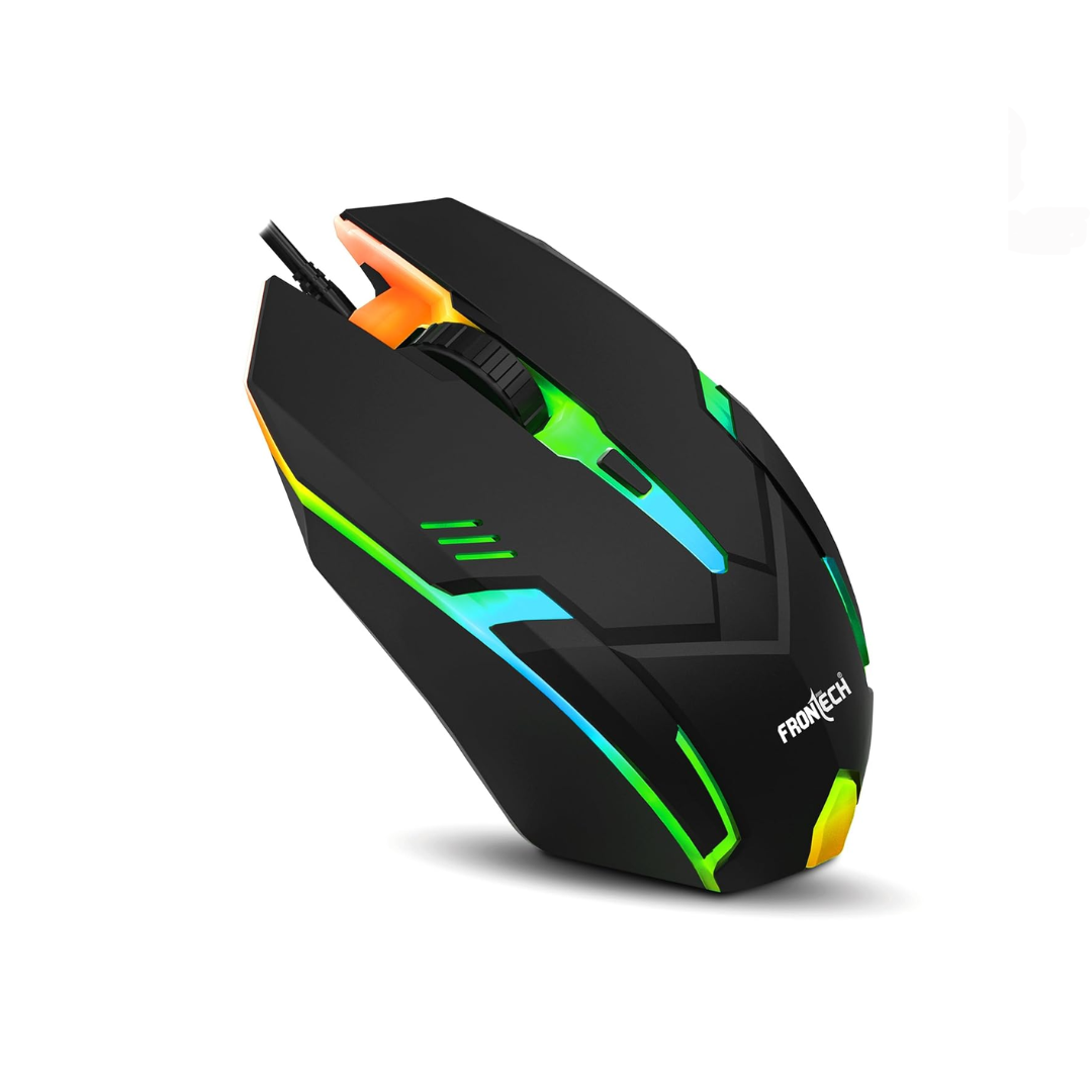 FRONTECH Wired USB Gaming Mouse, RGB Light| 1500 DPI | Scroll Wheel USB Plug & Play (MS-0067, Black)