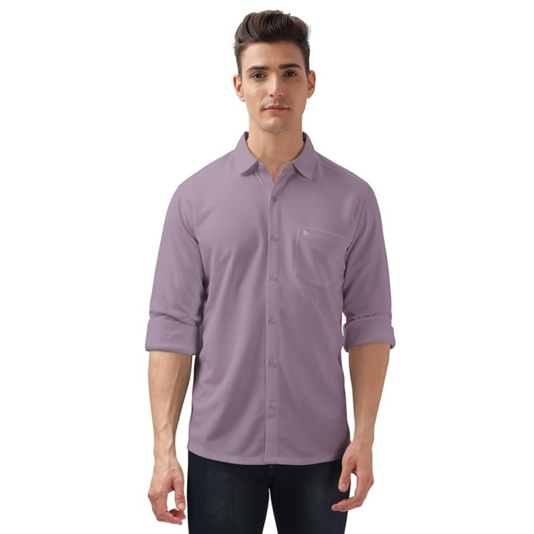 Regular Fit Solid Full Sleeve Causal Shirt for Men, Colour: Brown, Size: L