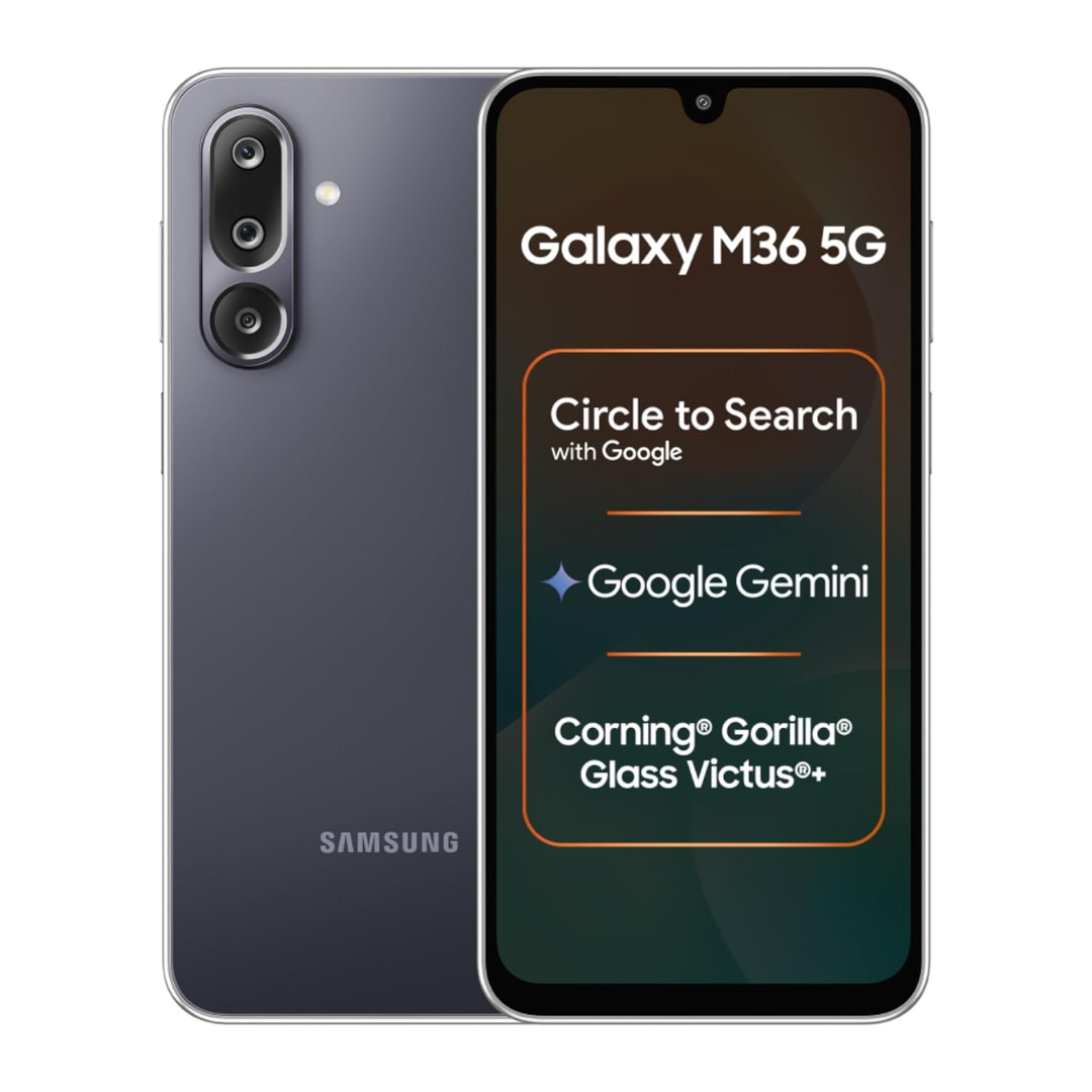 Samsung Galaxy M36 5G Velvet Black, 6 GB RAM, 128 GB Storage, Google Gemini.