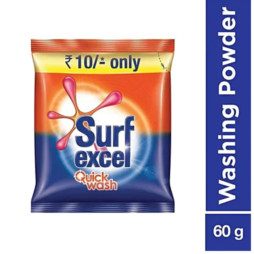Surf Excel Quick Wash Detergent Powder, Pouch  60 g