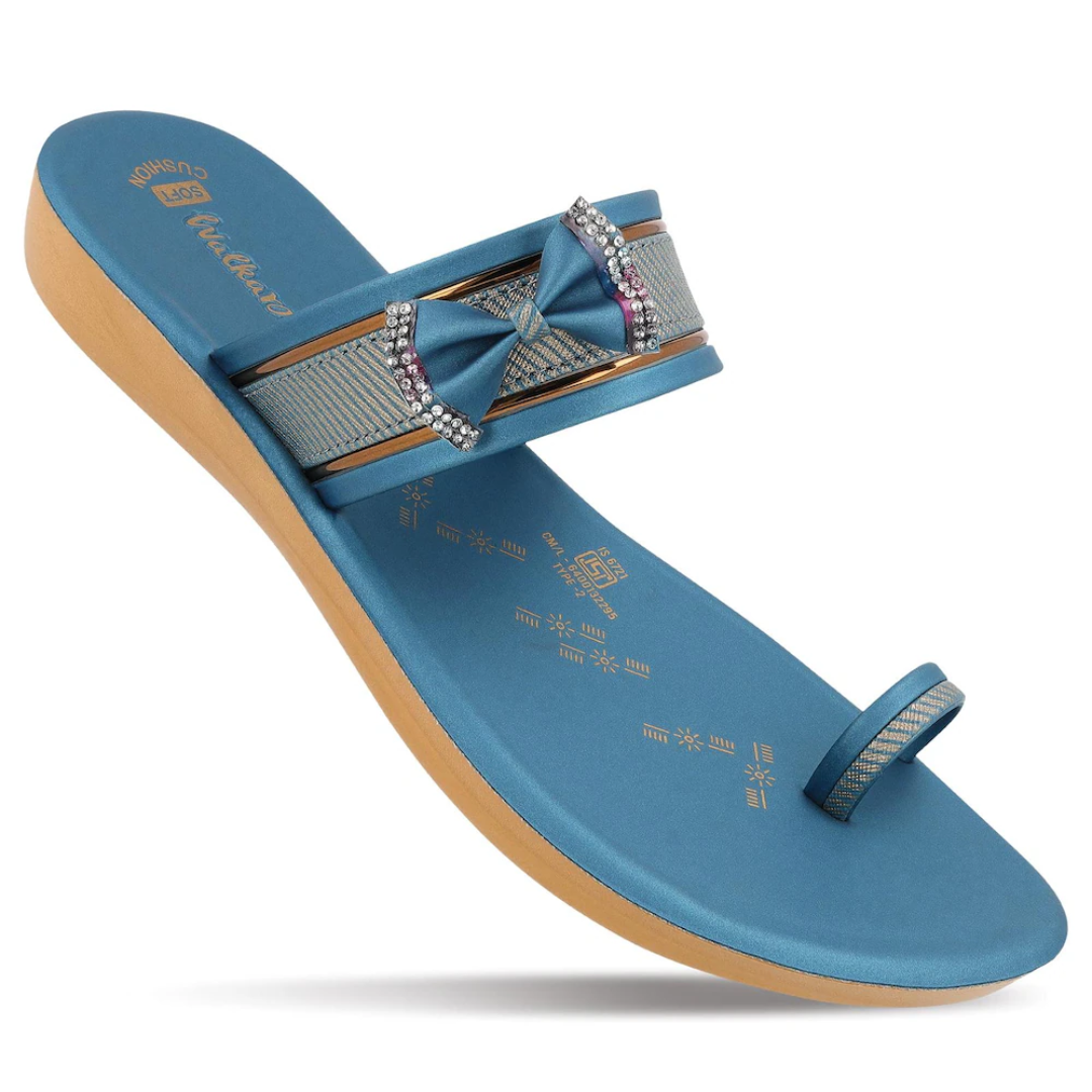 WALKAROO Women's Flat Sandals, Colour: Peacock Blue, Size: 7 UK