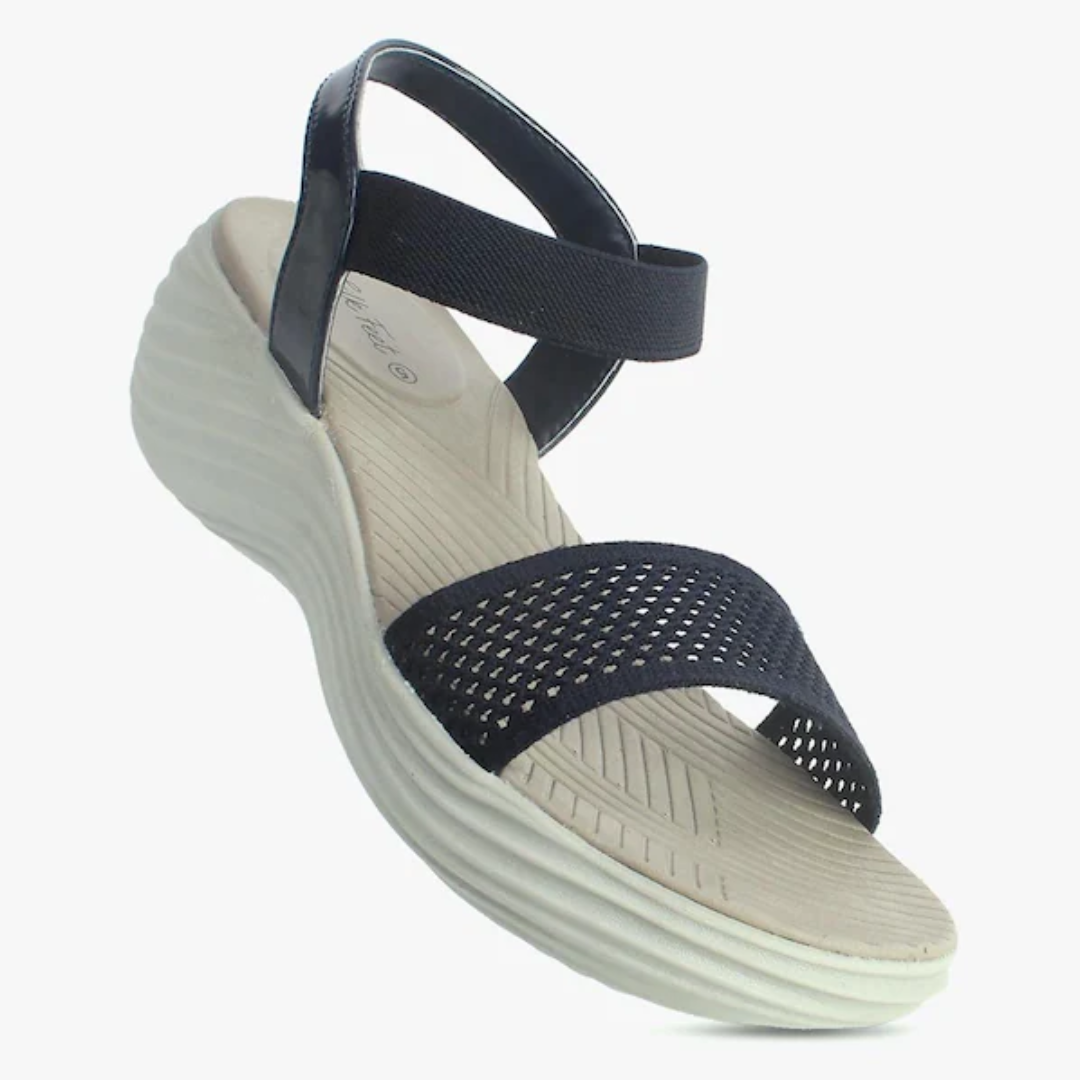 Women Open-Toe Slingback Wedges Heeled Sandal,(Ladies Juta) Colour: Navy Blue, Size: 6 UK
