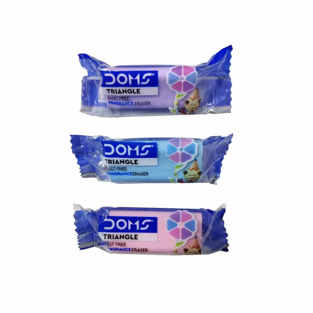 Doms Triangle Dust Free Fragrance Erasers,(Rabar) Pack of 3 Pieces