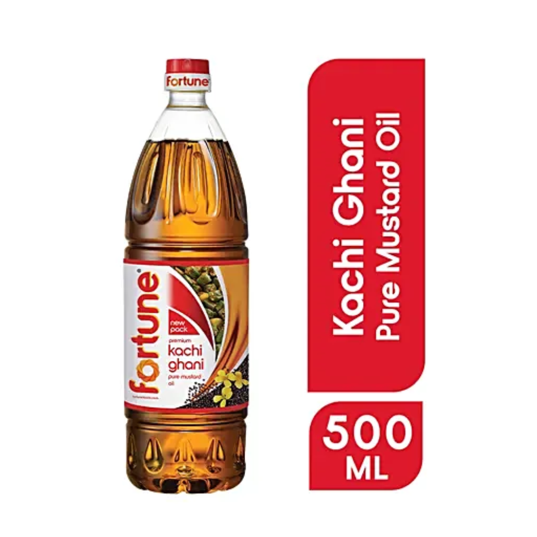 Fortune Premium Kachi Ghani Pure Mustard Oil, (Sarsher Tel) 500 ml Bottle