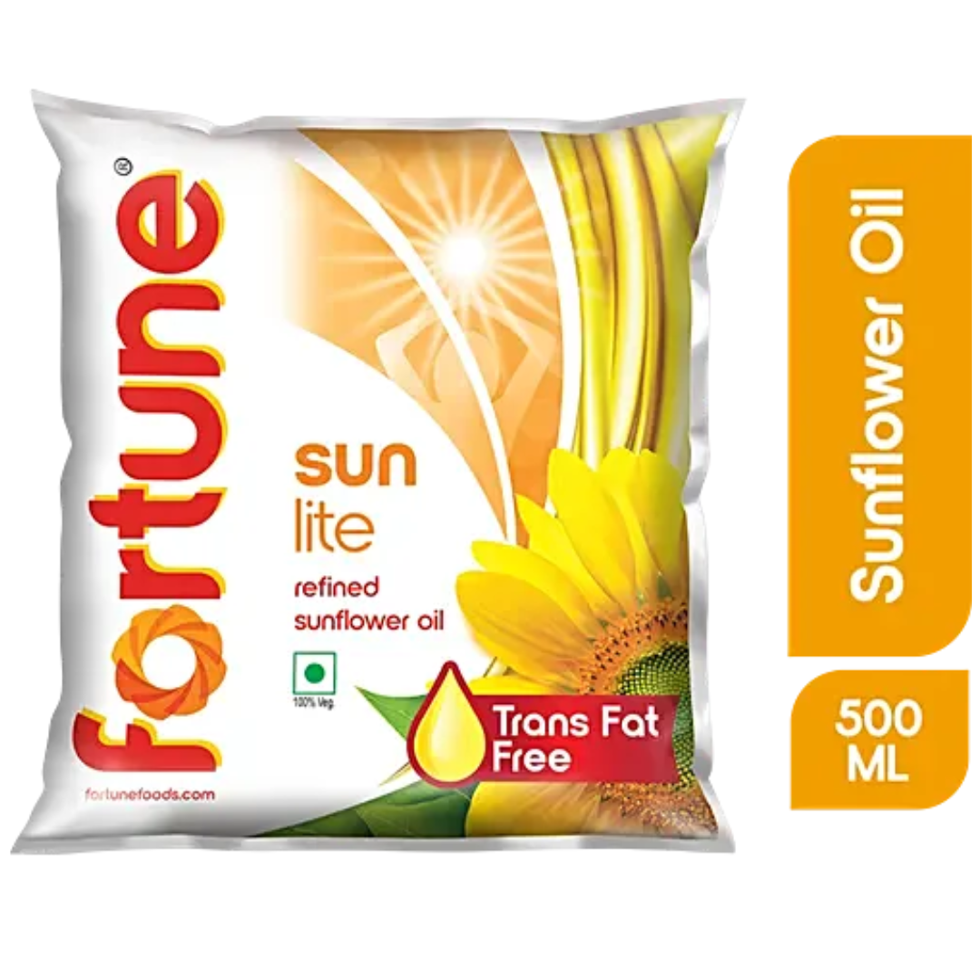 Fortune Sun Lite Refined Sunflower Oil,(Surjomukhir Tel) Pouch 500 ml