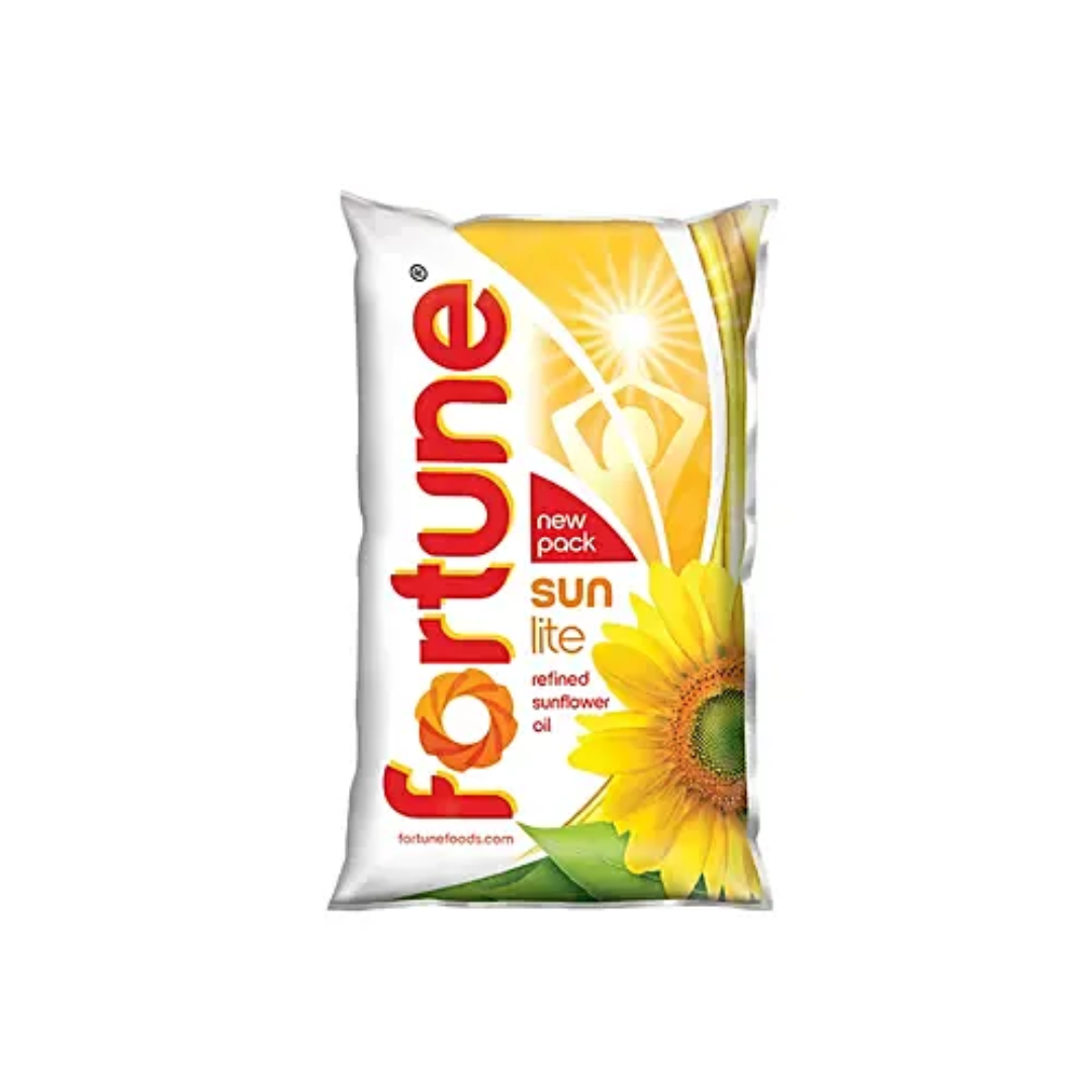 Fortune Sun Lite Refined Sunflower Oil,((Surjomukhir Tel) Pouch 1 L
