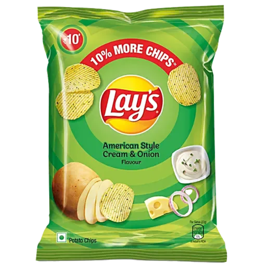 Lay's Potato Chips - American Style Cream &amp; Onion Flavour, 24 g - Pouch