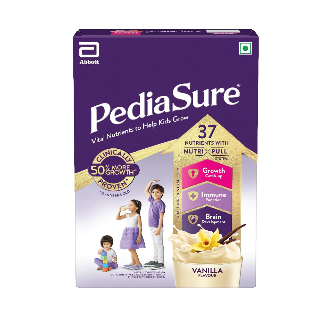 Pediasure Nutritional Drink Powder, Vital Nutrients to Help Kids Grow, Vanilla Flavour, 375 gm