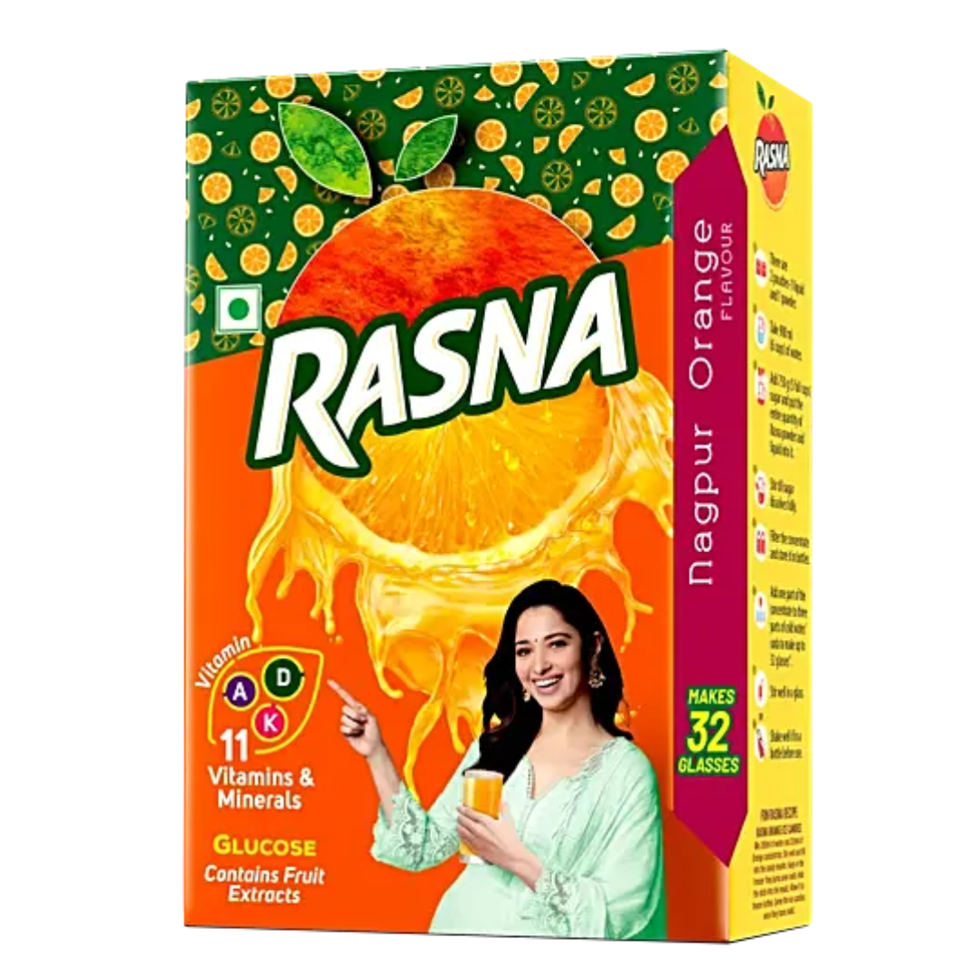 Rasna Orange Drink Mix Powder, 20 g Carton