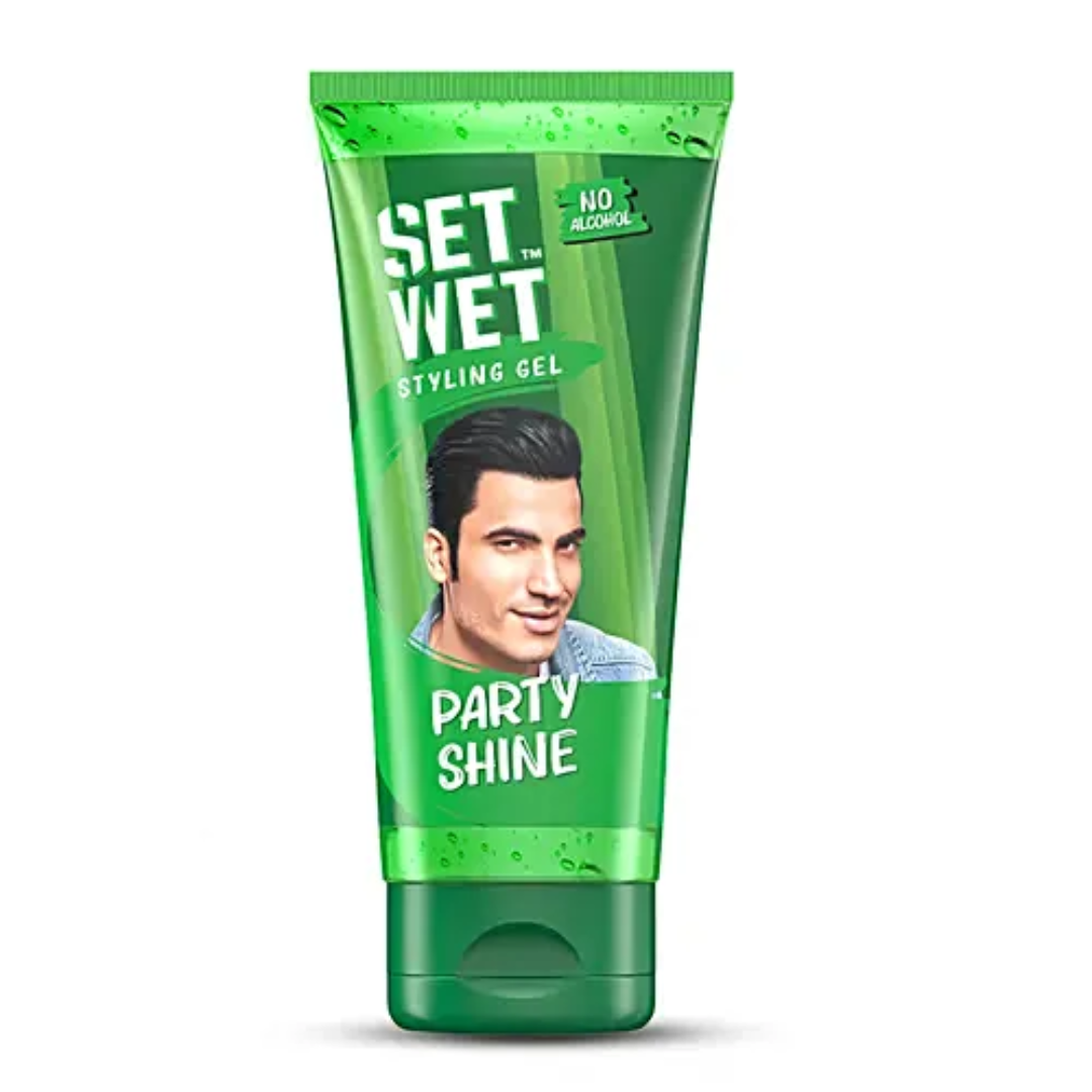 Set Wet Styling Hair Gel for Men - Party Shine,100% Alcohol Free, 50 ml Tube