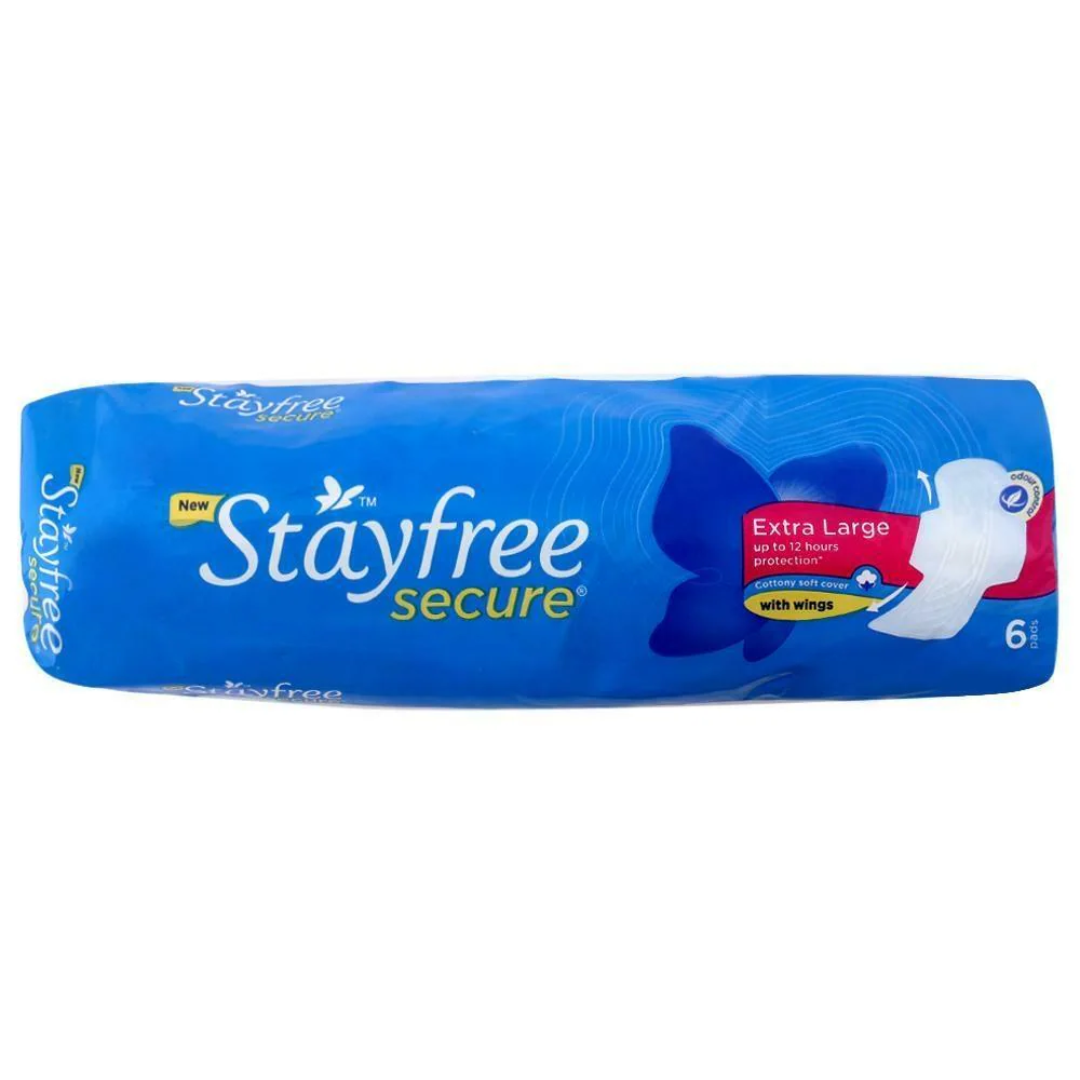 Stayfree Secure Cottony Soft Cover Sanitary Pad (XL) 6 pads (Pack of 1)