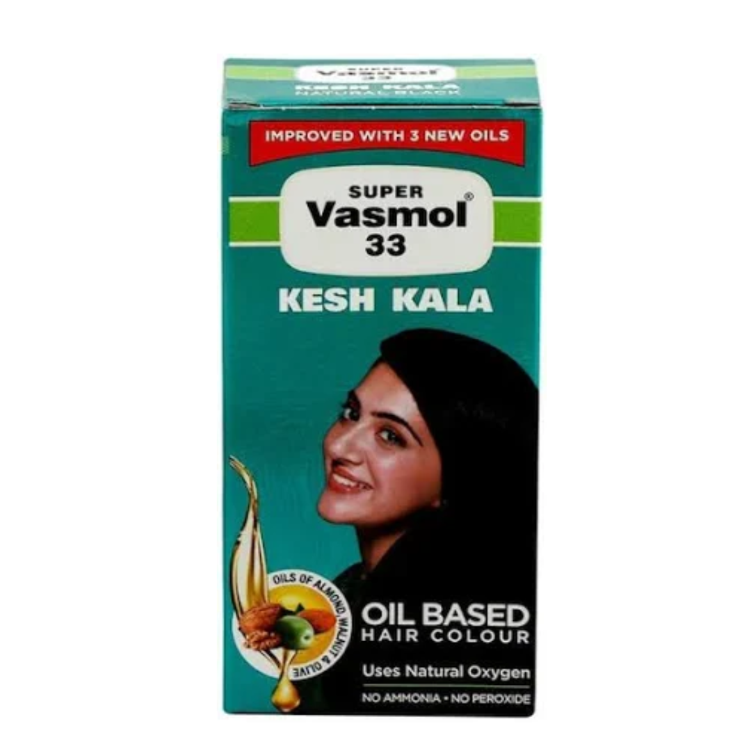 Super Vasmol 33 Kesh Kala Oil Based Hair Colour, Use Natural Oxygen - 50ml