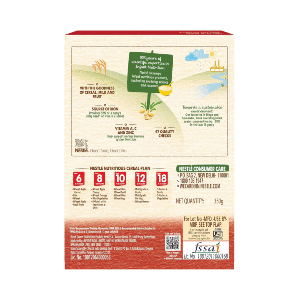 Nestle Cerelac Baby Cereal With Milk, Wheat Apple Carrot, From 6 To 24 Months, 350 g Box