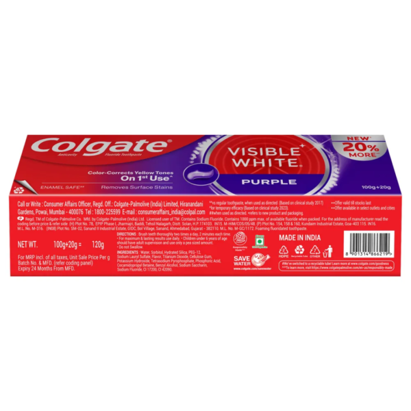 Colgate Visible White Purple Toothpaste