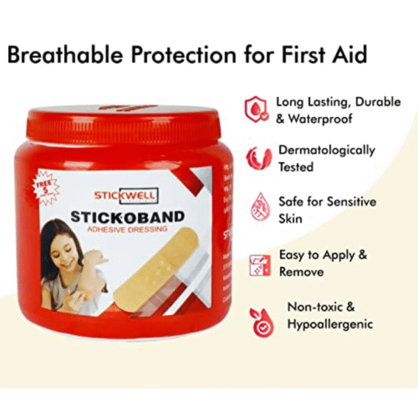 Stickoband bandaid, First Aid Adhesive Bandage, 5 Pieces
