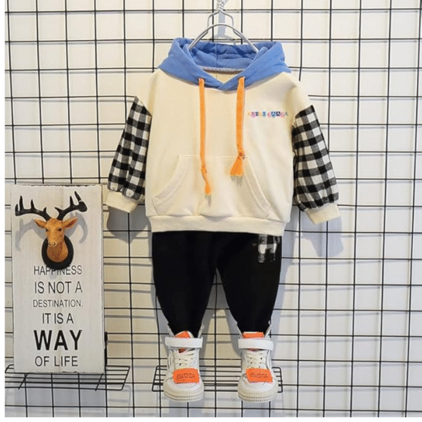 Boys Cotton Checkered Track Suit Clothing Set (T shirt,Pants) Size: 2-3 Years