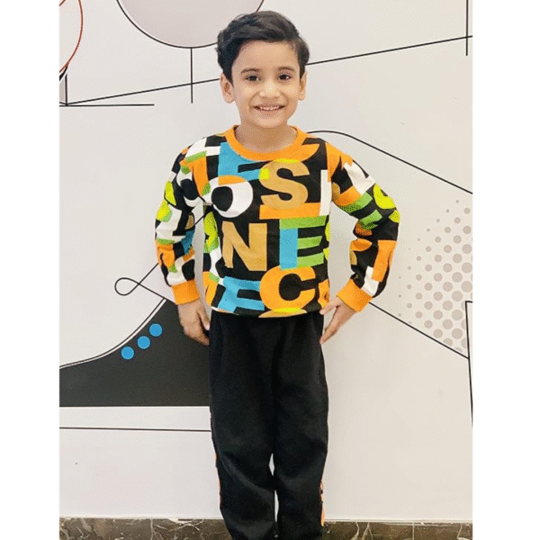 Boy's Cotton full Sleeves Printed shirt and Pant Set in Multi Color