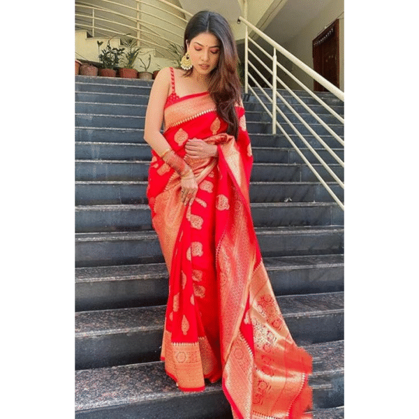 C J Enterprise Women's Kanjivaram Art Silk Saree Soft Banarasi Style Sari With Blouse Piece