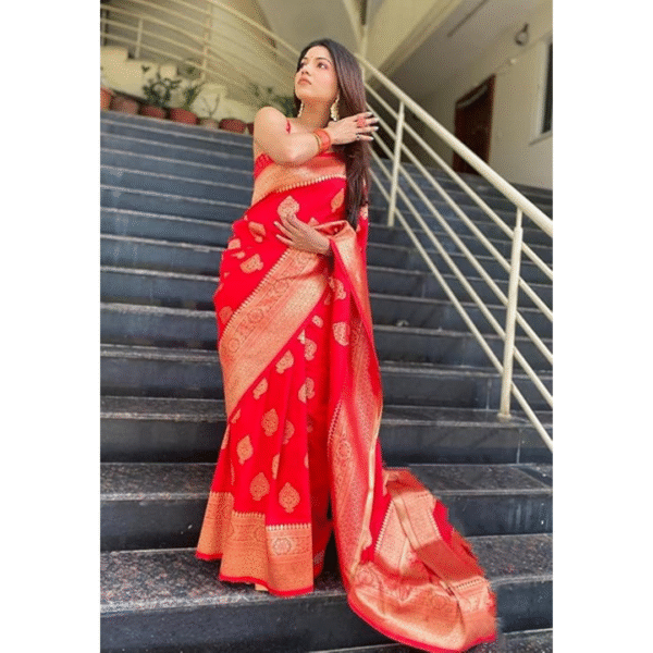 C J Enterprise Women's Kanjivaram Art Silk Saree Soft Banarasi Style Sari With Blouse Piece