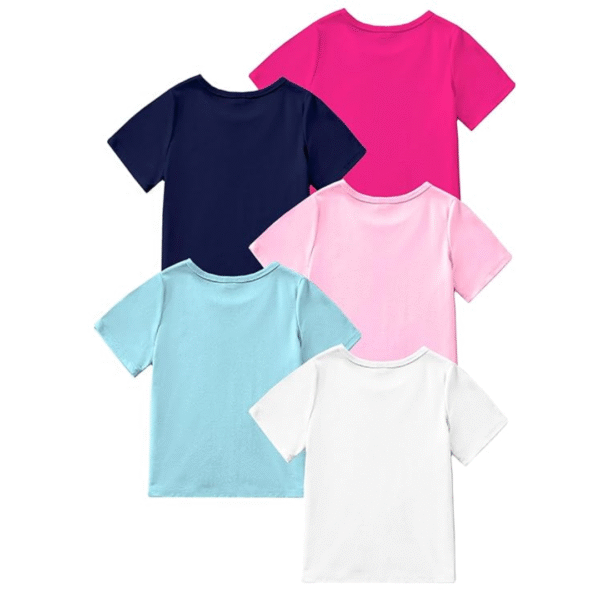 Girls Half Sleeves Regular Fit Cotton T-Shirt, (5 T-Shirts), Colour: Multicolour, Size: 2-3 Years
