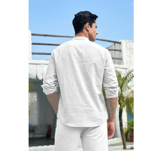 Cotton Blend Solid Casual Regular Fit Mandarin/Chinese Collor Short Kurta for Men, Colour: White, Size: L