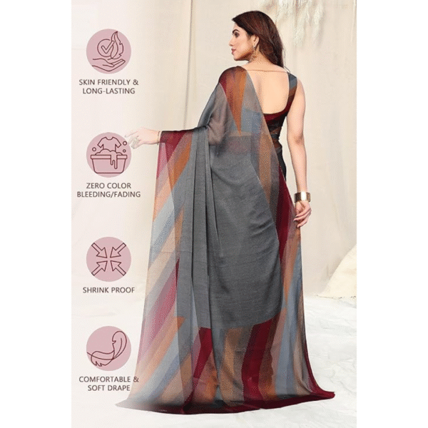 MIRCHI FASHION Women's Stylish Printed Saree with Blouse Piece