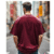 AUSK Mens Loose Fit Oversized Printed Cotton T-Shirts, Colour: Maroon, Size: L