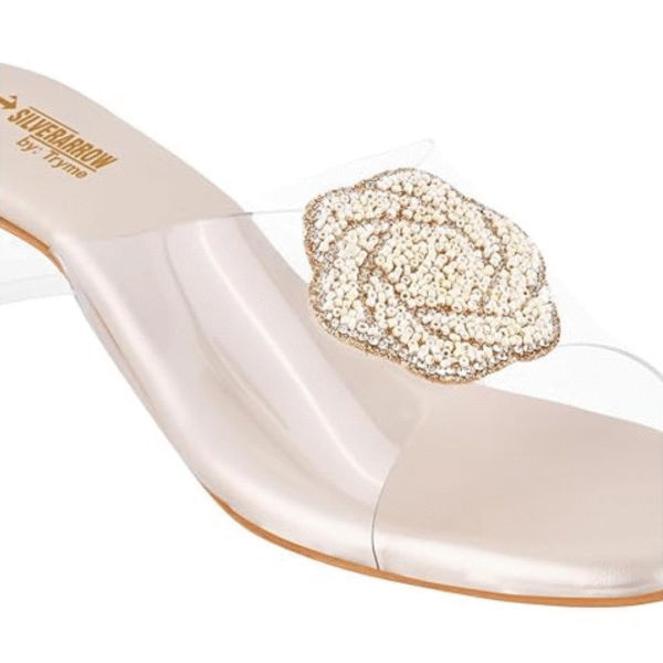 SilverArrow Women's Heel, Fashion Jutti Sandal, Emboidery with Stone Design Perfect for Casual/Outdoor/Party, Size: 6 UK
