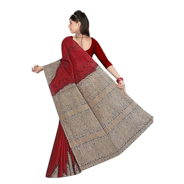 TAMAIRA FASHION Women's Plain Weave Pure Cotton Saree With Blouse Piece