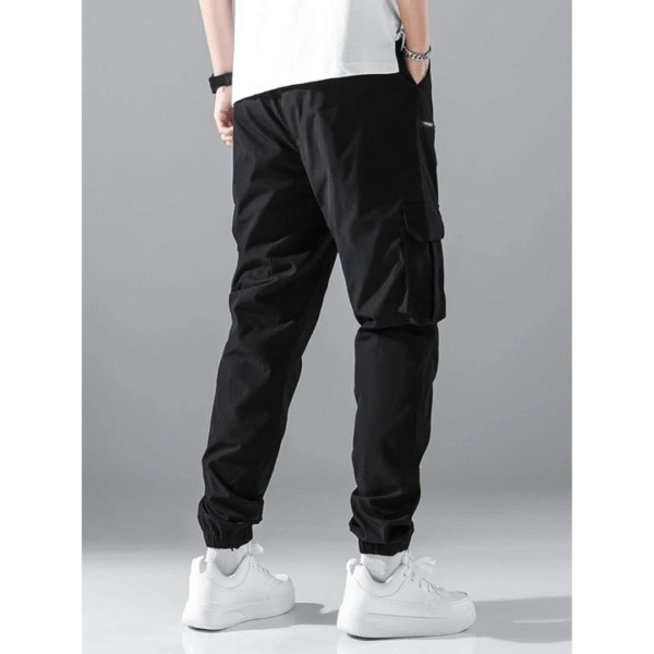 Lymio Men Cotton Cargo Pants for Men, Color: Black,  Size: L (1Cargo-34-37)