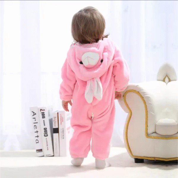 BRANDONN Unisex Baby Jumpsuit Panda Style Romper Outwear (Colour: Pink Rabbit), Size: 9-12 Months