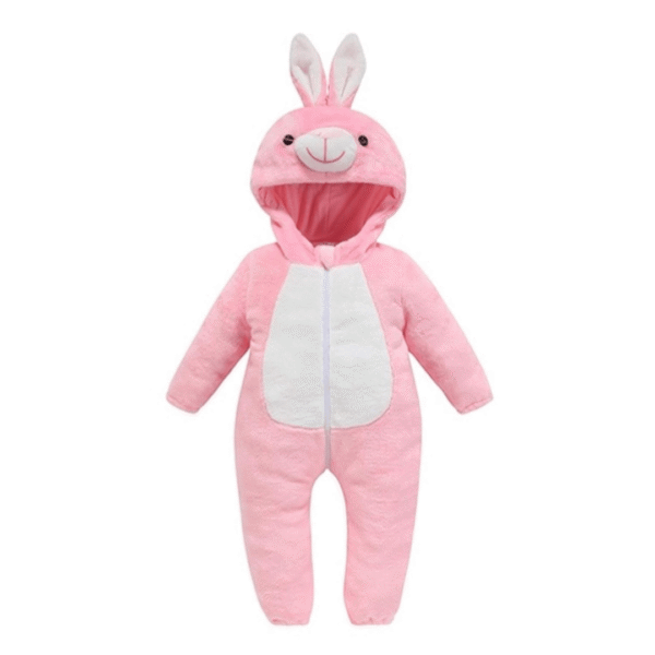 BRANDONN Unisex Baby Jumpsuit Panda Style Romper Outwear (Colour: Pink Rabbit), Size: 9-12 Months