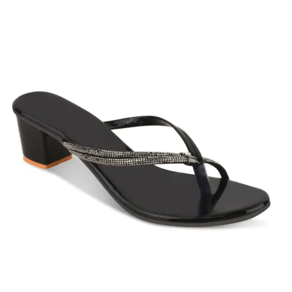 Fashion Women Stylish Casual Block Heel Sandal Fancy Solid Comfortable Sole For Womens & Girls, Colour: Black, Size: 7 UK