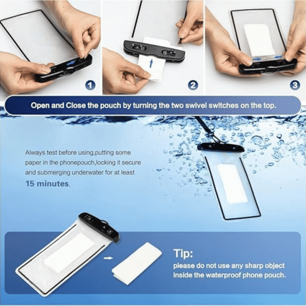 PulGos Plastic Universal Water Proof Dry Bag Cover for Phone 2 PulGos Plastic Universal Water Proof Dry Bag Cover for Phone A– Big Size Waterproof Phone Cover, (Pack of 1)