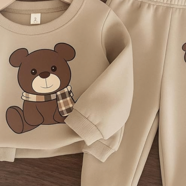 Trendy Printed Hoodie T-Shirt & Jogger Track Pant Clothing Set for Boys, Stylish Cord Set, Colour: Beige Size: 6-7 Years