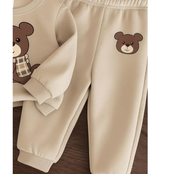 Trendy Printed Hoodie T-Shirt & Jogger Track Pant Clothing Set for Boys, Stylish Cord Set, Colour: Beige Size: 6-7 Years