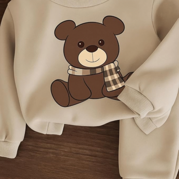 Trendy Printed Hoodie T-Shirt & Jogger Track Pant Clothing Set for Boys, Stylish Cord Set, Colour: Beige Size: 6-7 Years