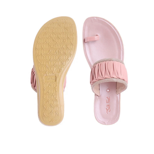 Women Embellished Strap Toe-Ring Wedges 3 Women Embellished Strap Toe-Ring Wedges Heavy Heeled Sandal, (Ladies Juta) Colour- Peach, Size: 7 UK